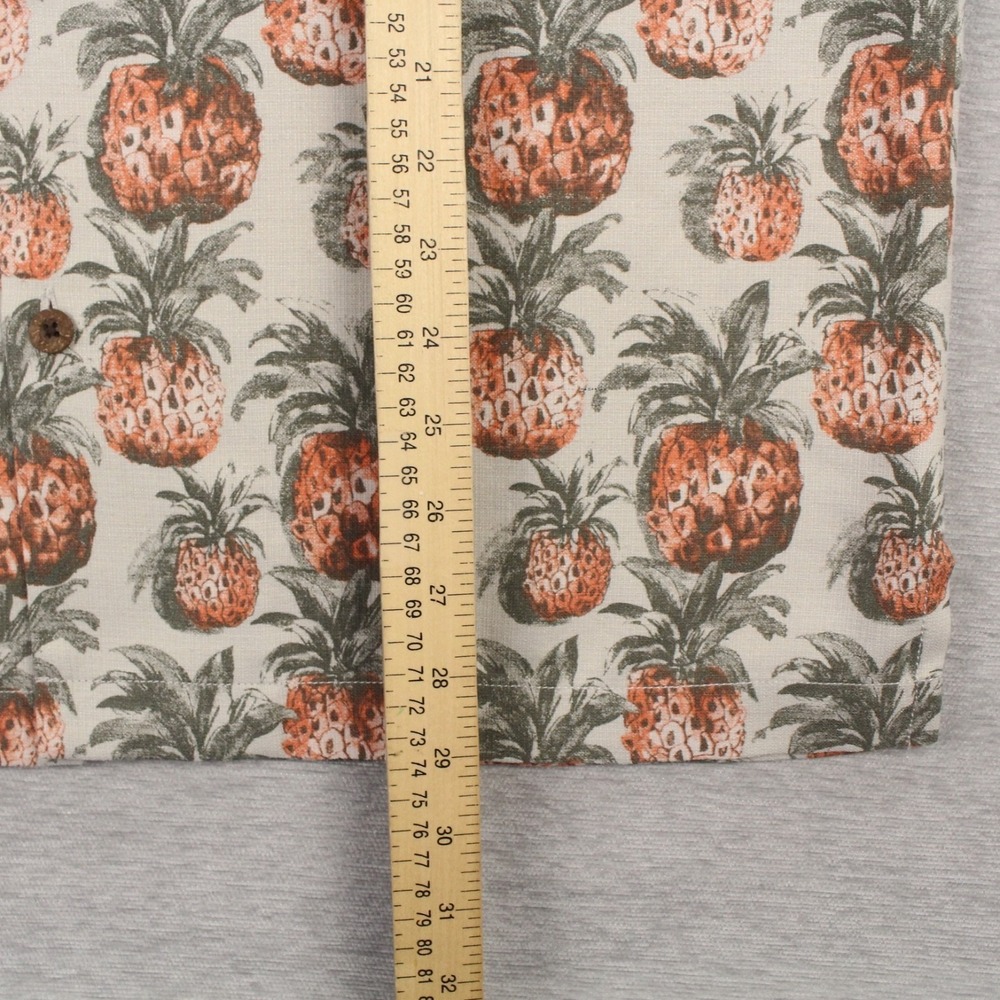 Tommy Bahama Silk Shirt Mens Size M Light Gray Short Sleeve Button Up Pineapples - Picture 6 of 8